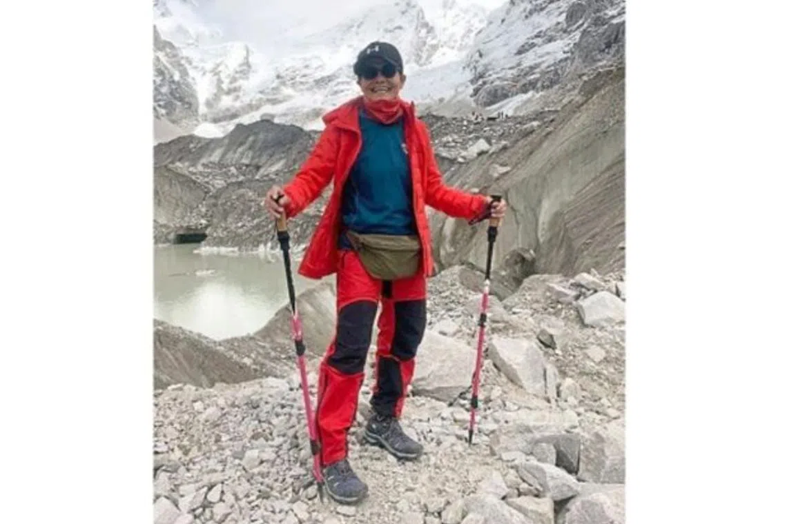 Ms Suzie Oliver, known among her friends as “Iron Lady”, reached the Everest base camp at 5,364m above sea level in September after a gruelling eight-day hike.