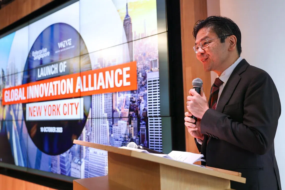 DPM Lawrence Wong launched Enterprise Singapore’s new Global Innovation Alliance node, which aims to help local firms find the right mix of investors, business partners and market strategies to succeed in the US.