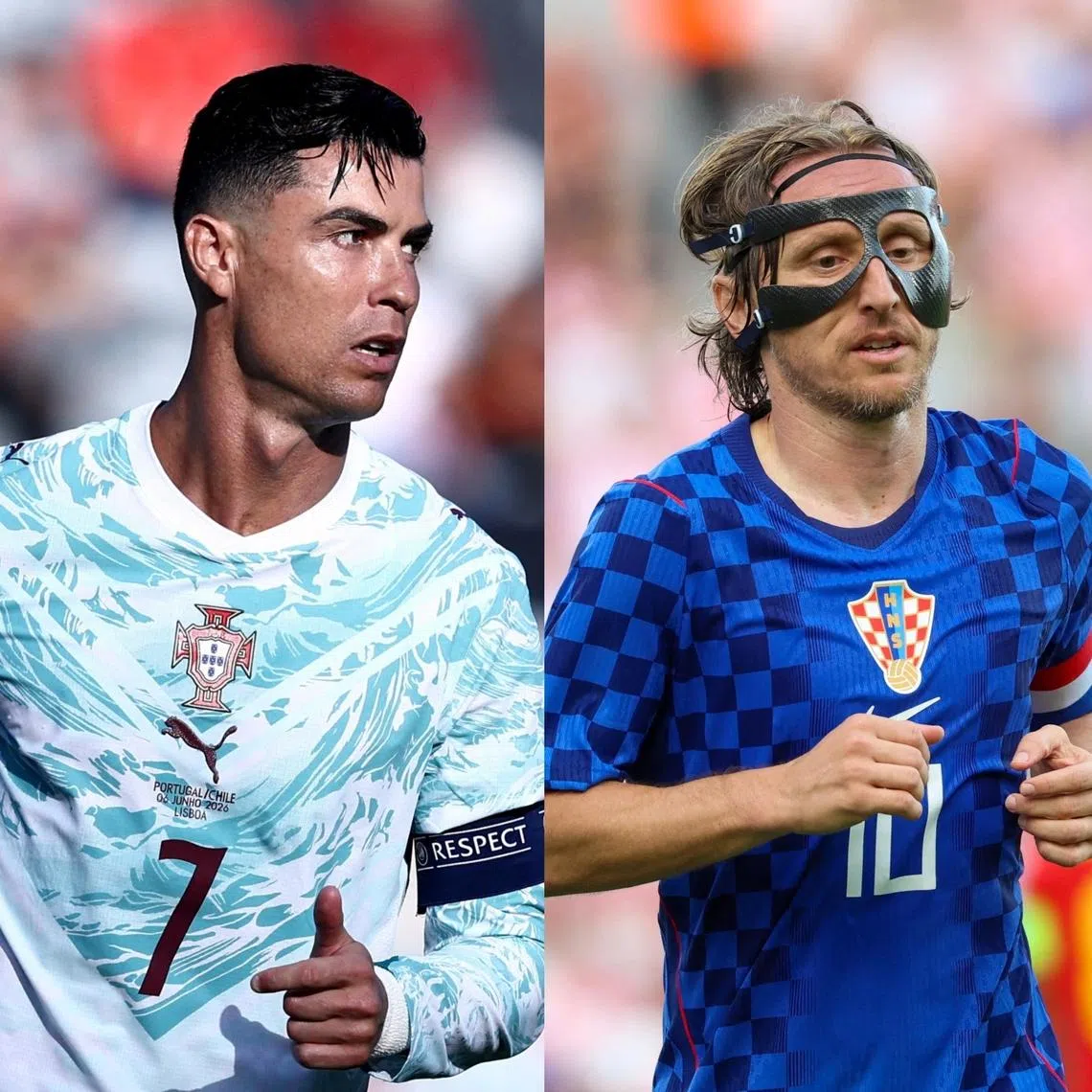 A record eight players aged 40 or older have been selected to play in the 2026 World Cup, including (from left) Portugal's Cristiano Ronaldo, Croatia's Luka Modric, and Bosnia and Herzegovina's Edin Dzeko.