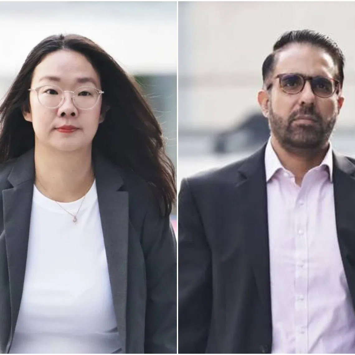 Former WP cadre Loh Pei Ying and WP chief and Leader of the Opposition Pritam Singh arriving at the State Courts on Oct 18.