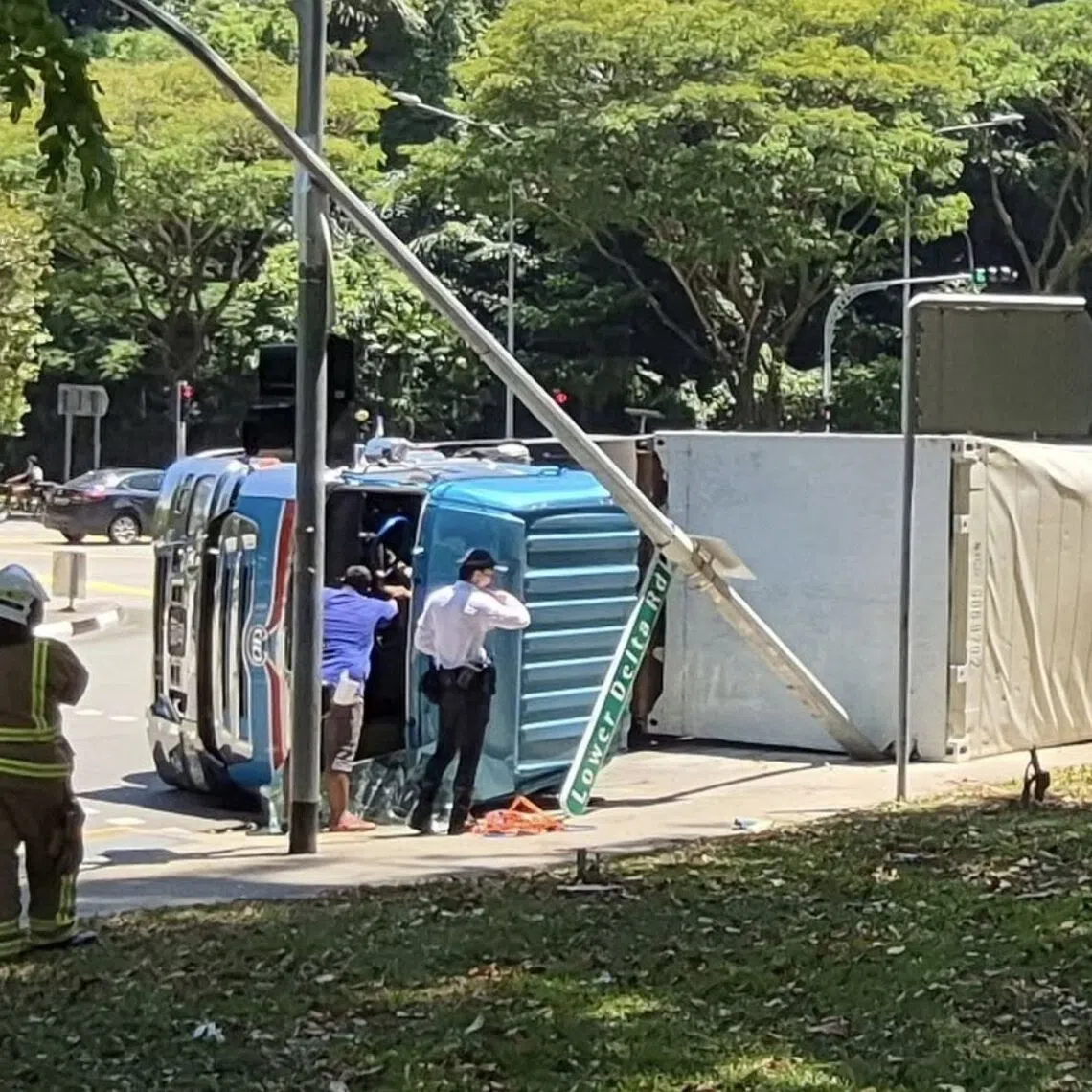 The trailer driver is assisting with investigations. 