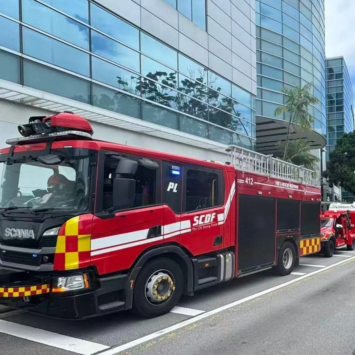 Pictures on social media show people gathered outside a building, with fire engines and an ambulance at the scene.