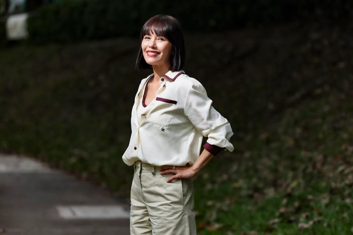 Portrait of actress Zoe Tay outside Ulu Pandan Community Club on April 16, 2026. ST PHOTO: BRIAN TEO