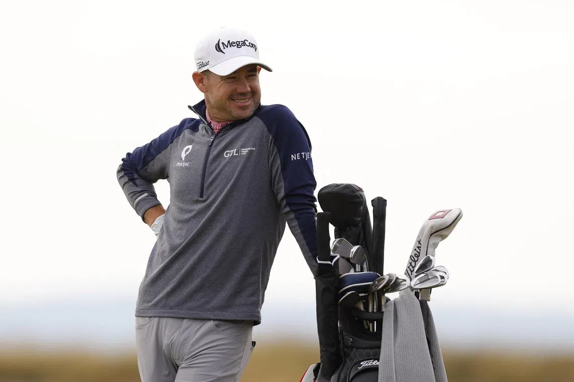 Defending champion Brian Harman of the United States during a practice round at the Royal Troon Golf Club ahead of the British Open.