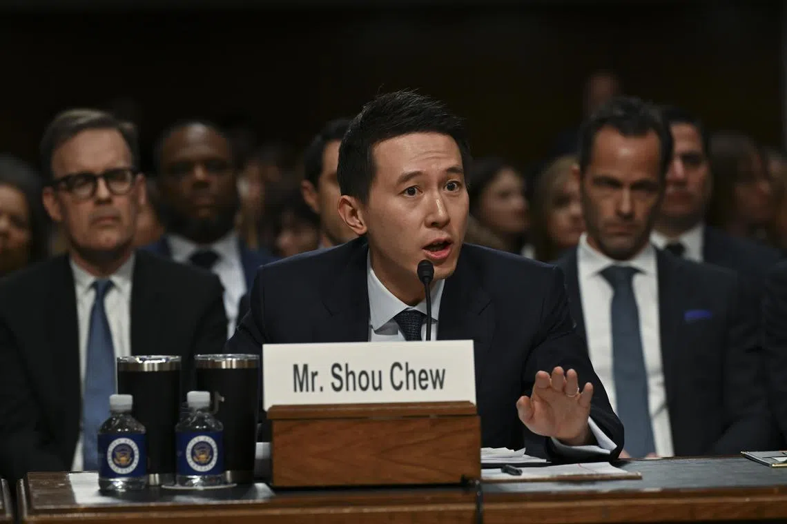 Shou Zi Chew, the chief executive of TikTok, testifies during a Senate Judiciary Committee hearing on online child sexual exploitation on Capitol Hill in Washington, Jan. 31, 2024. (Kenny Holston/The New York Times) 