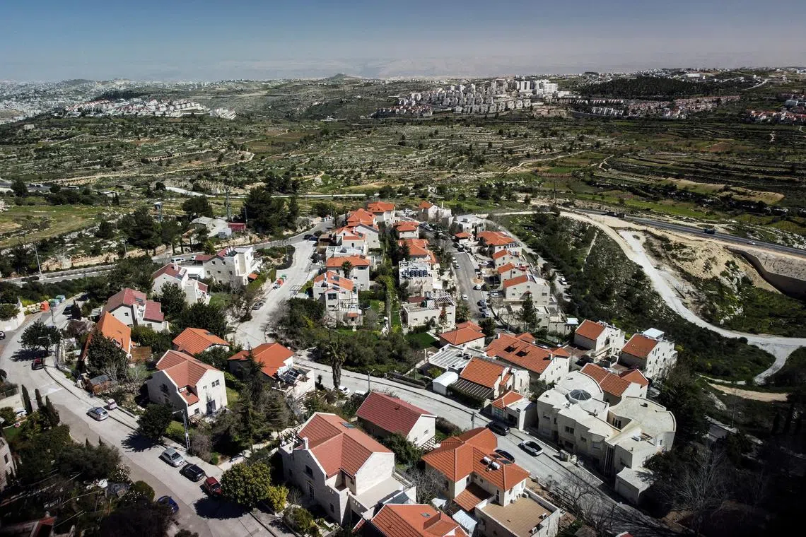 FILE PHOTO: A drone view of Neve Daniel, a Jewish settlement in the Israeli-occupied West Bank, March 12, 2024. REUTERS/Dedi Hayun/File Photo