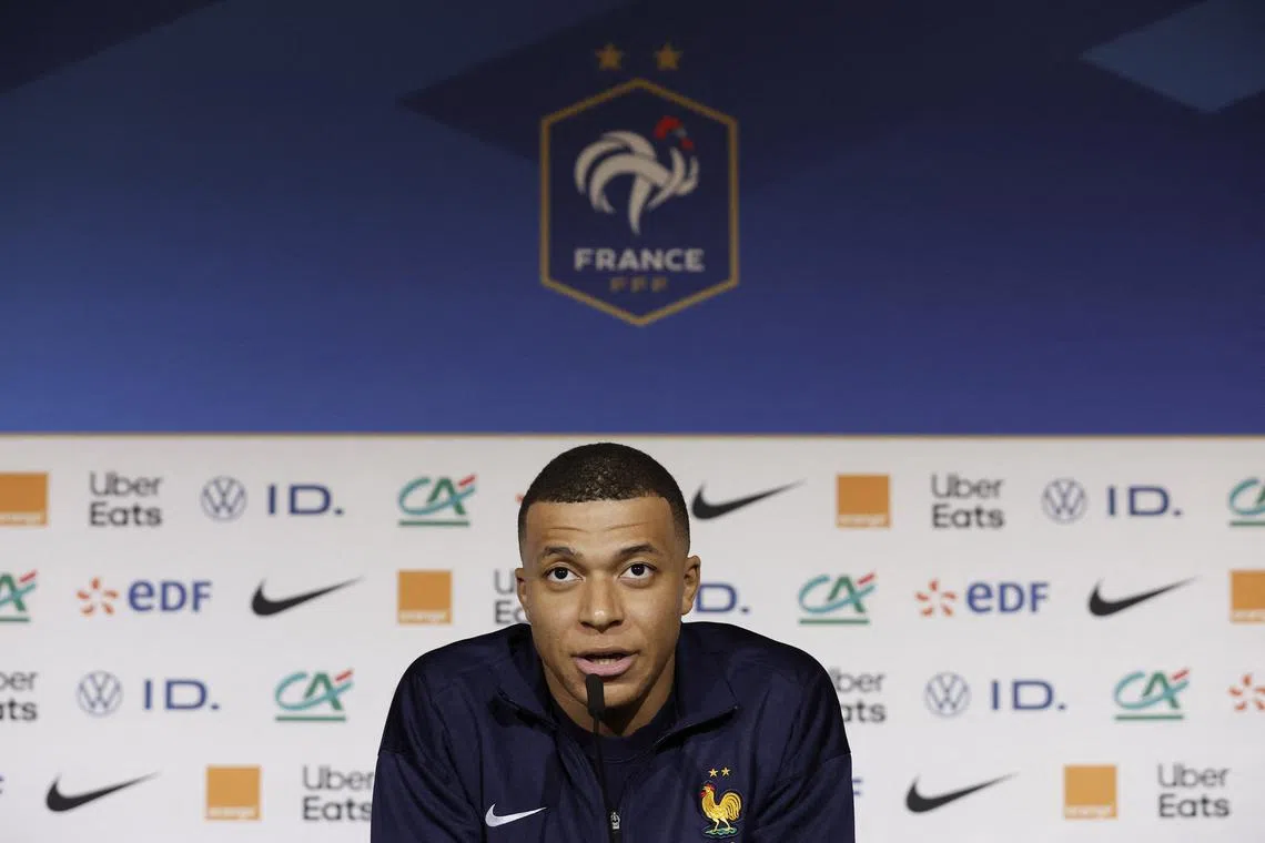 Soccer Football - International Friendly - France Press Conference - Lyon, France - March 22, 2024 France's Kylian Mbappe during the press conference REUTERS/Benoit Tessier