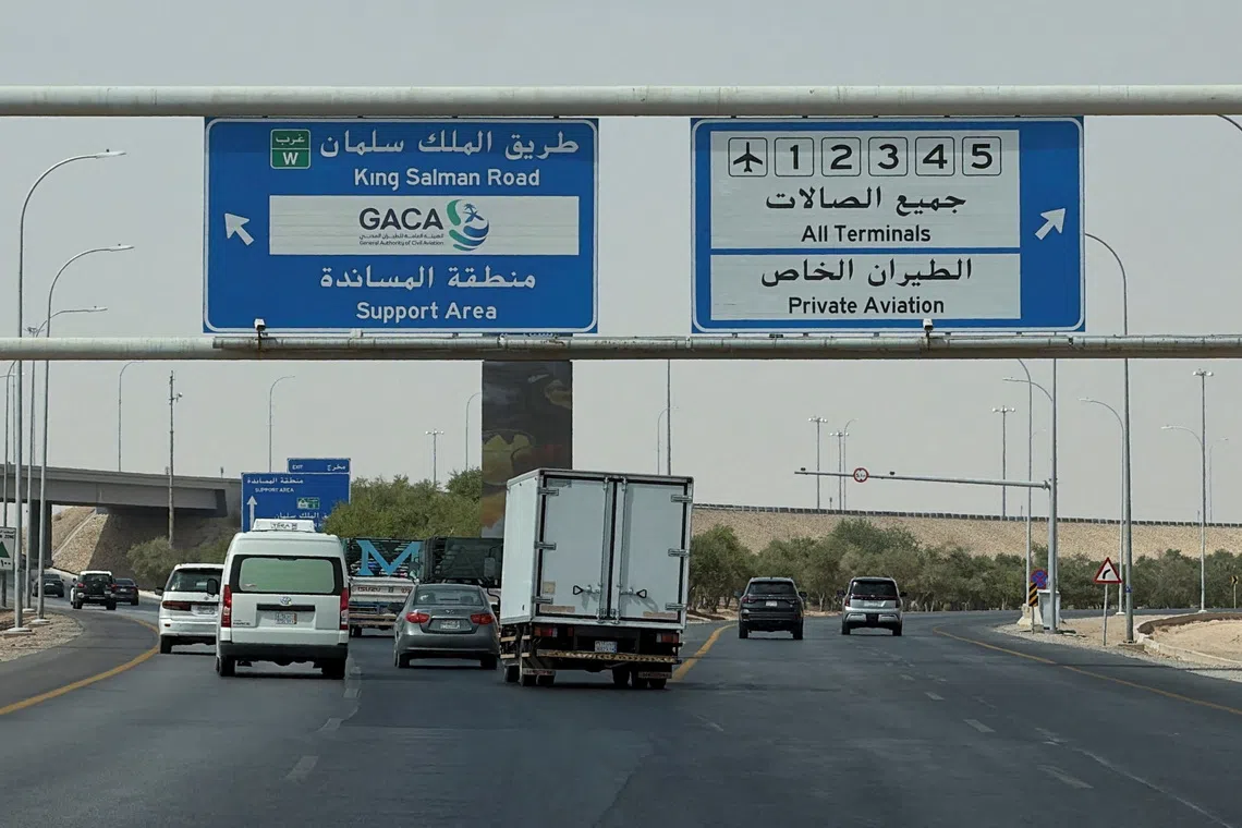 General view of the highway leading to the King Khalid International Airport in Riyadh, Saudi Arabia, October 12, 2026. Picture taken with a mobile phone. REUTERS
