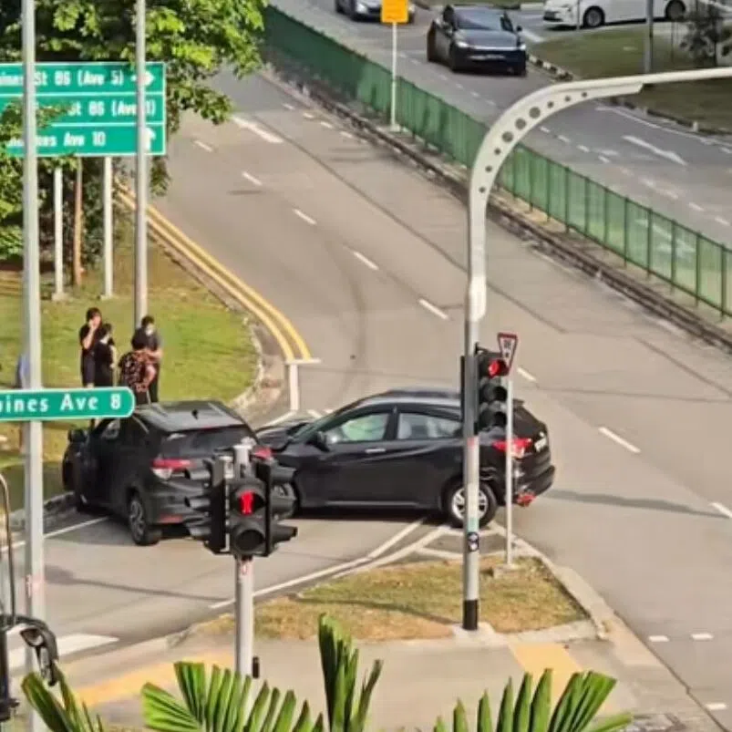 The first accident involved three cars, and the second accident involved two.