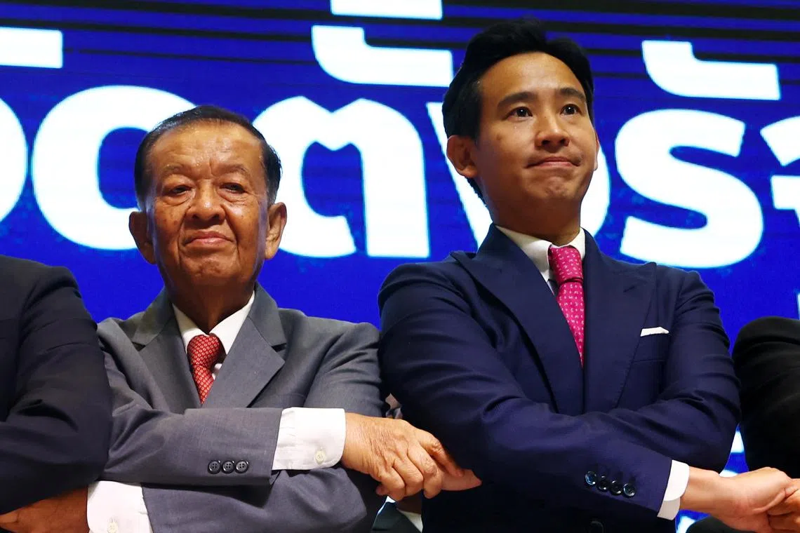 Thai Speaker of the House Wan Muhamad Noor Matha (left) said he cannot yet give a final say about whether Mr  Pita Limjaroenrat can seek a second chance to be PM.