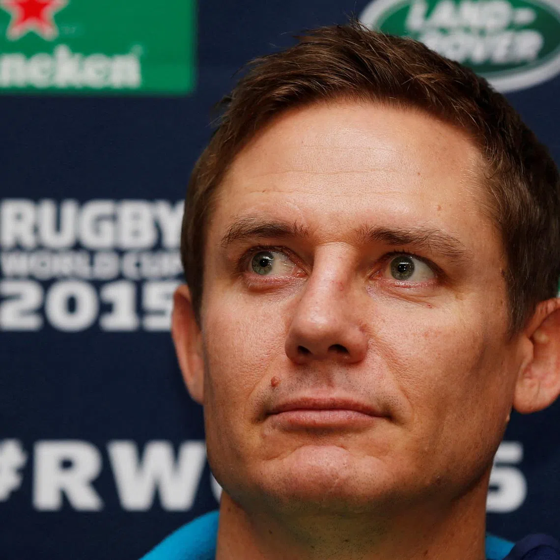 FILE PHOTO: Rugby Union - Australia Press Conference - The Lensbury Hotel, Teddington, Middlesex - 27/10/15  Australia assistant coach Stephen Larkham during the press conference  Action Images via Reuters / Peter Cziborra  Livepic/File Photo