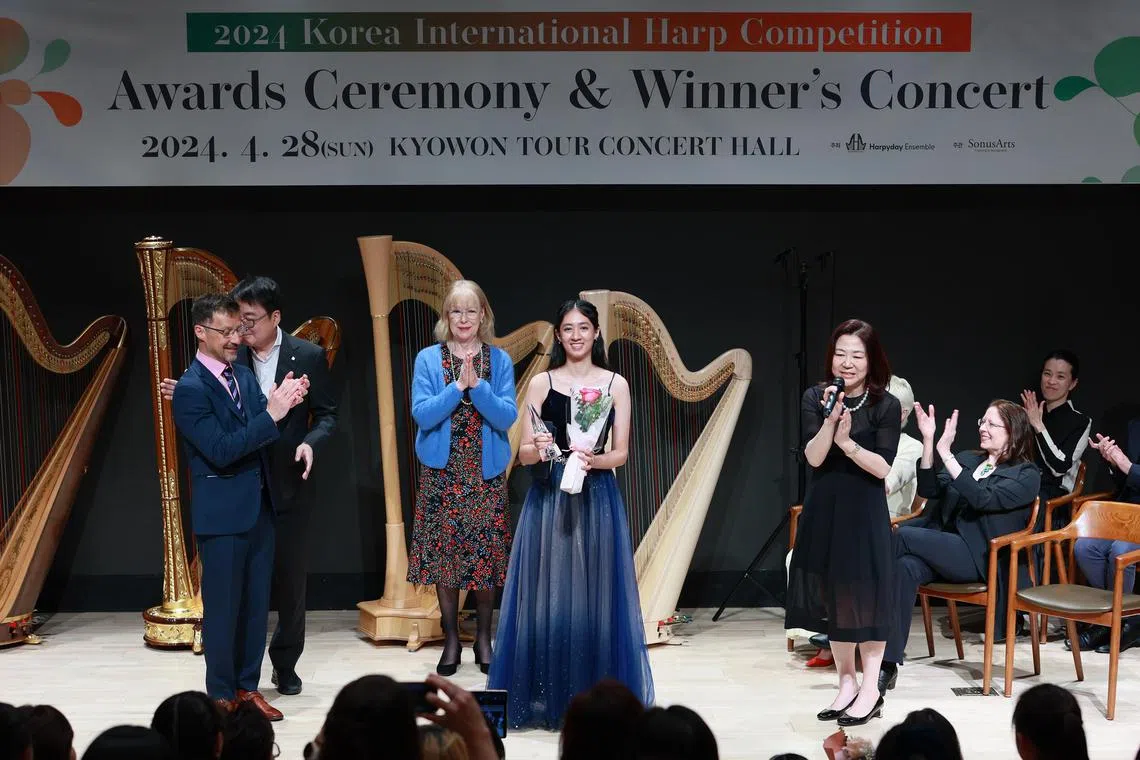 Singaporean student Renee Yadav came in first at the 2024 Korea International Harp Competition, which took place April 24 to 28 in Seoul, South Korea.