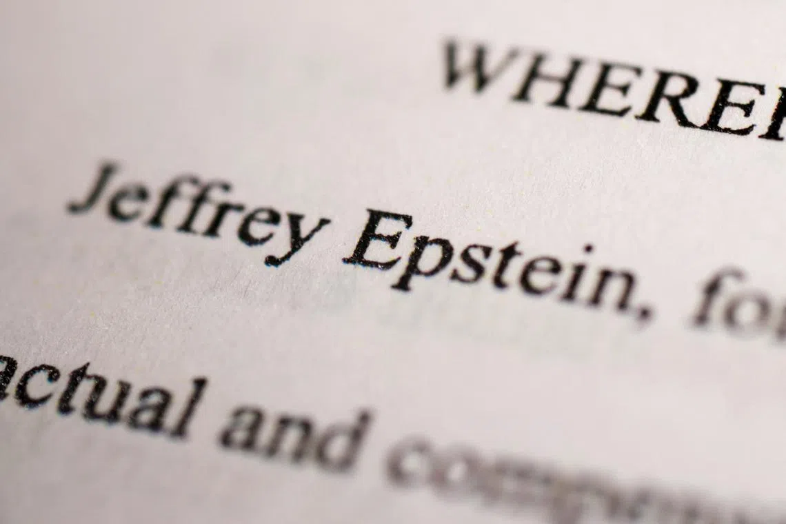 Newly-released documents from disgraced late financier and sex offender Jeffrey Epstein, referencing court cases against him, are seen in this handout released by the U.S. Justice Department and printed and arranged for a photograph by Reuters in Washington, D.C., U.S., December 19, 2025. REUTERS/Jonathan Ernst