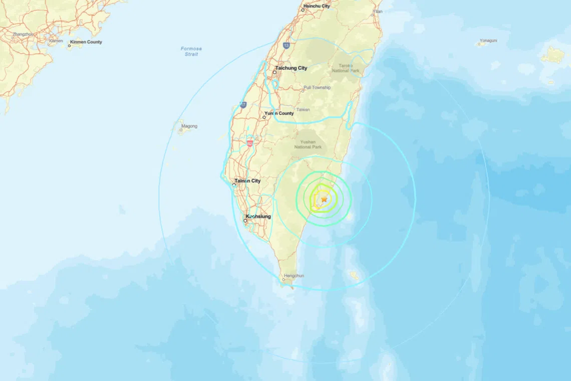 The quake, which had a depth of 11.9 km, shook buildings in the capital Taipei.