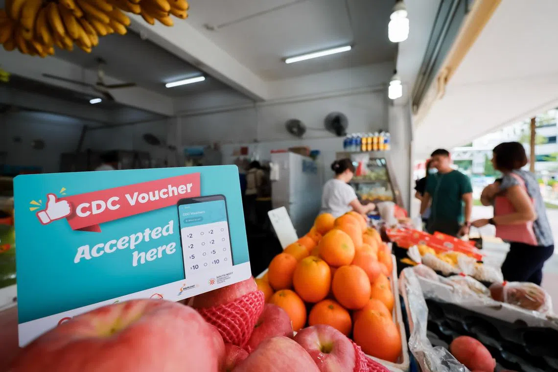 80 per cent of participating merchants and hawkers have received over $1,000 from 2021 and 2022 CDC vouchers.