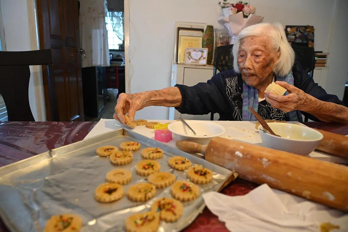 Pictured here is Madam Loh Cheong Tai ,105. at her HDB Bedok flat . Story on healthy centenarians and their secret to longevity