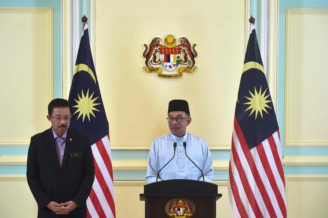 Malaysian PM Anwar Ibrahim announcing his new Cabinet on Dec 2.