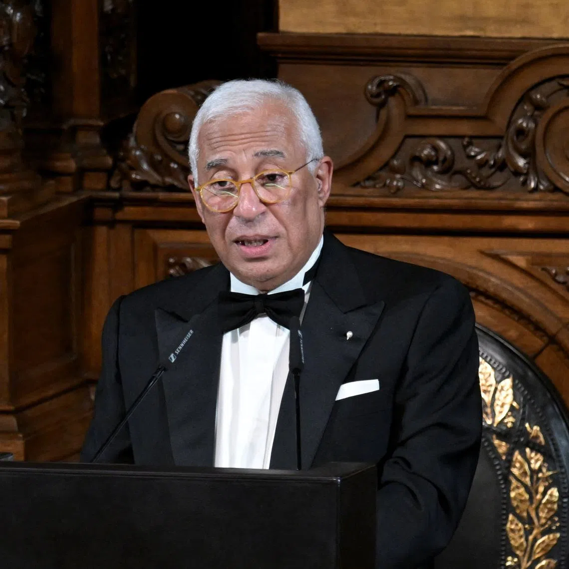 Antonio Costa, President of the European Council speaks during the St. Matthew's Day banquet (Matthiae-Mahlzeit) in Hamburg, Germany, March 6, 2026. REUTERS/Fabian Bimmer