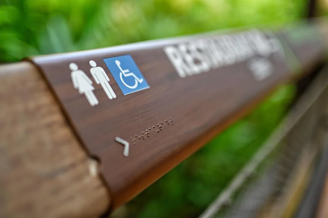 Wayfinding signages with braille embossed at Rainforest Wild Adventure East on Sept 15.