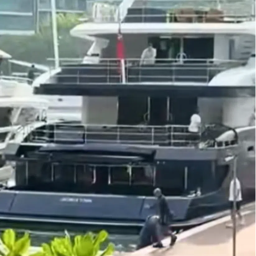 In a video of the incident shared on TikTok at about 10.45am on Aug 10, a yacht is seen reversing into its berth, before knocking into the pontoon.