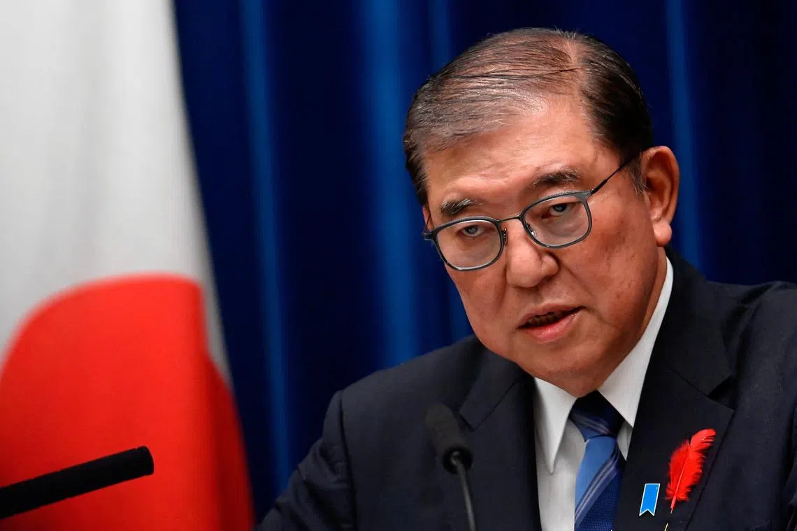 Japanese Prime Minister Shigeru Ishiba holds a press conference on October 9, 2024, at his official residence in Tokyo, Japan, after dissolving the Lower House of Parliament and proceeding for an early election on October 27. David Mareuil/Pool via REUTERS/File Photo