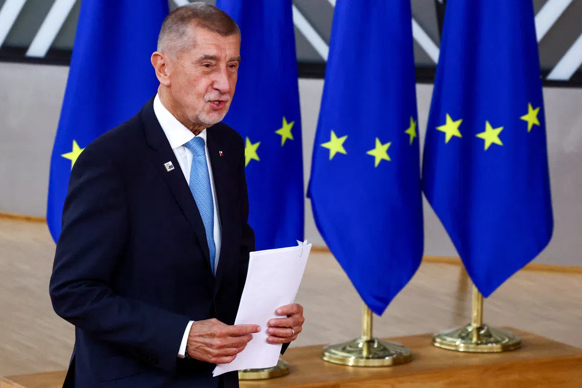 Czech Prime Minister Andrej Babis arrives at a European Union leaders summit in Brussels, Belgium October 16, 2026.  REUTERS/Yves Herman
