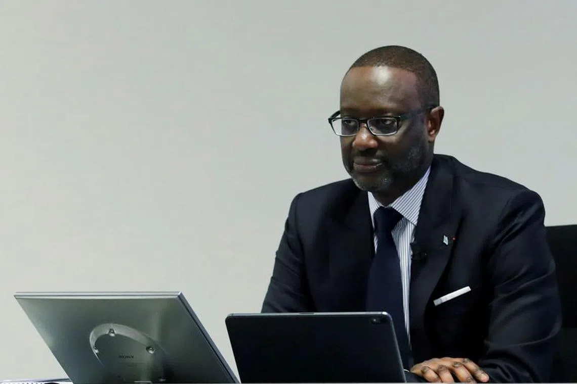 Outgoing CEO Tidjane Thiam of Swiss bank Credit Suisse attends the annual news conference to present the results for 2019 in Zurich, Switzerland February 13, 2020. REUTERS/Arnd Wiegmann/File Photo