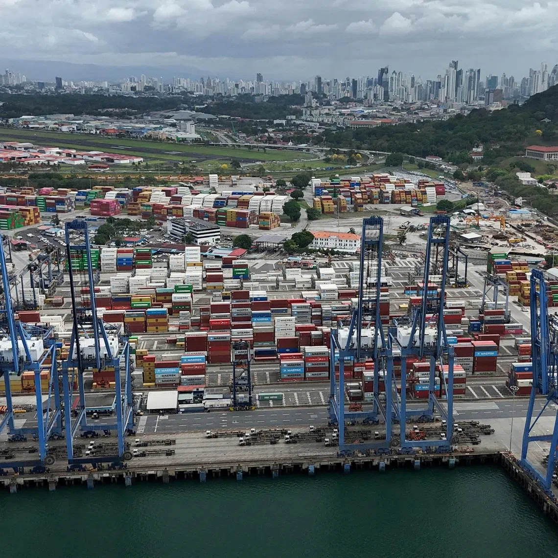 A drone view shows Panama Ports Company (PPC)  after Panama's Official Gazette published a court ruling formally annulling Hong Kong's CK Hutchison Holdings concessions for two ports along its strategic canal, after ruling late January the contracts violated the constitution, in Panama City, Panama, February 23, 2026. REUTERS/Enea Lebrun
