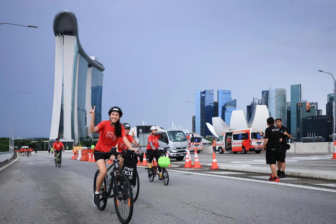 Participants at the OCBC Cycle 2022 20km City Ride on May 8, 2022.