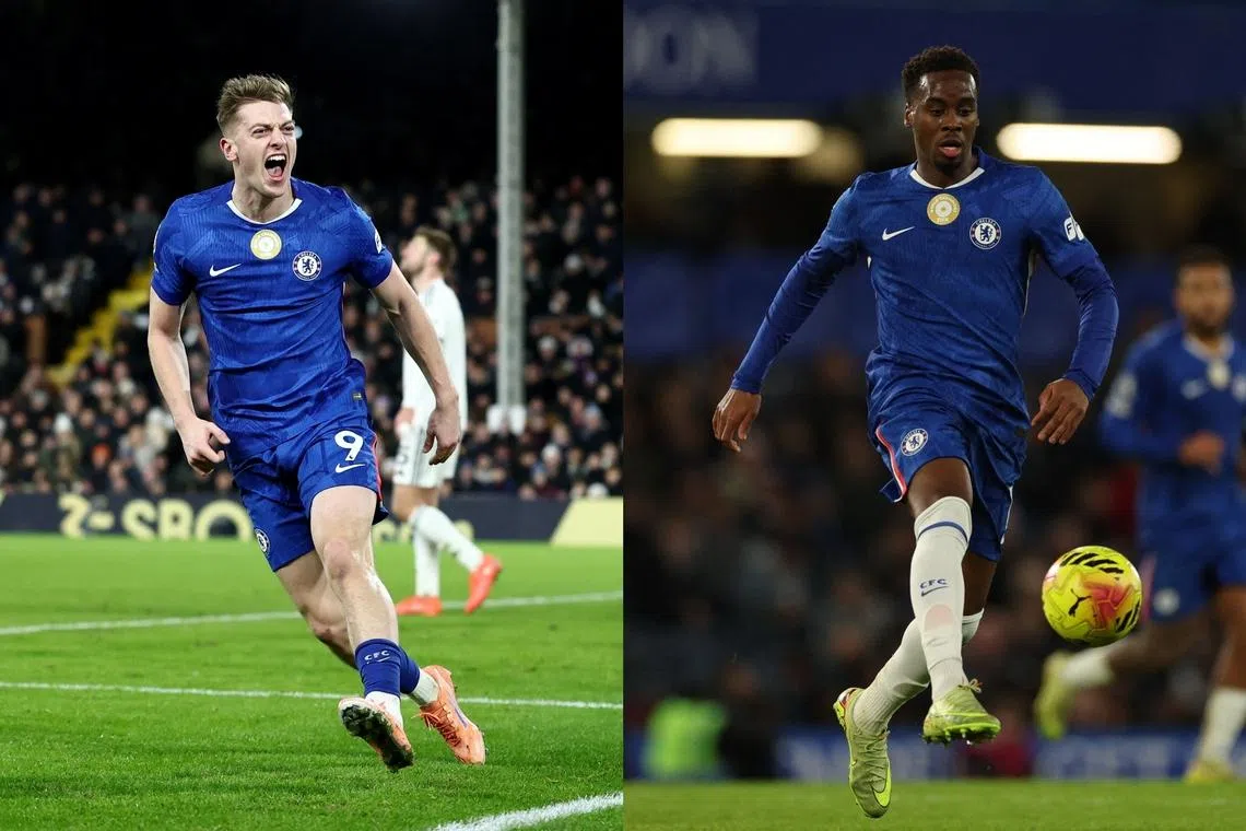 Liam Delap (left) and Jamie Gittens have been struck by an illness that is affecting Chelsea players and staff.