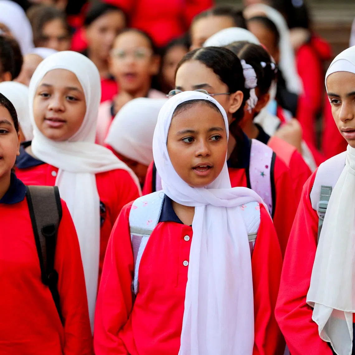 FILE PHOTO: Students line up on the first day of the academic year at Orman school, in Cairo, Egypt, September 22, 2024. REUTERS/Mohamed Abd El Ghany/File Photo