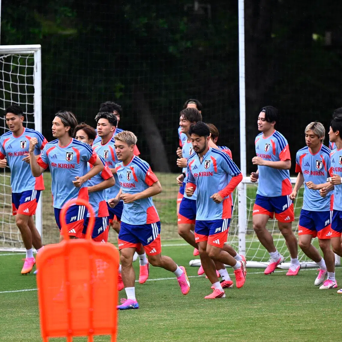 Japan's players training at the El Barrial centre belonging to Club de Futbol Monterrey on June 4.