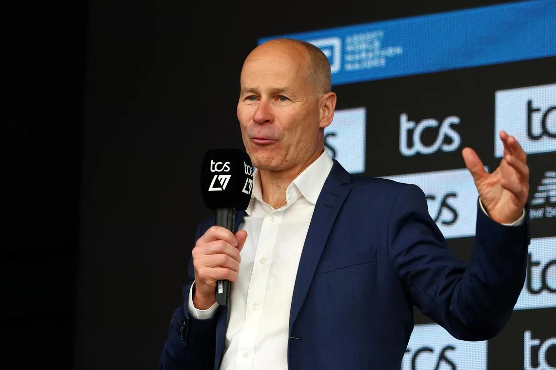 FILE PHOTO: Athletics - London Marathon - Elite Athletes Press Conferences - Day One - TCS London Marathon Media Centre, St James's Park, London, Britain - April 24, 2025 London Marathon event director Hugh Brasher during the press conference ahead of the marathon Action Images via Reuters/Matthew Childs/File Photo