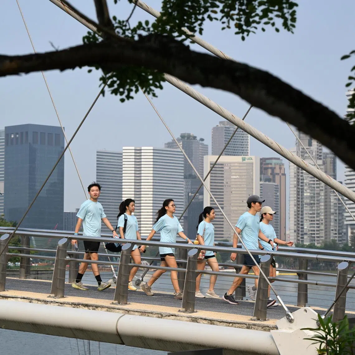 Over 610 early risers walked 5km around The Kallang in the inaugural Samsung Electronics Singapore’s Galaxy Walkathon on Sept 13, passing the Tanjong Rhu Watch Tower.