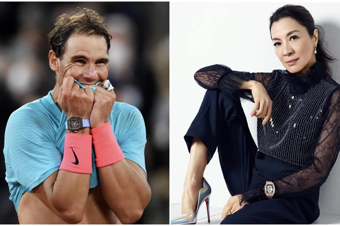 Tennis player Rafael Nadal has worn several iterations of the RM 027 while Malaysian actress Michelle Yeoh created the RM 051 and RM 51-01 Tourbillon. 
