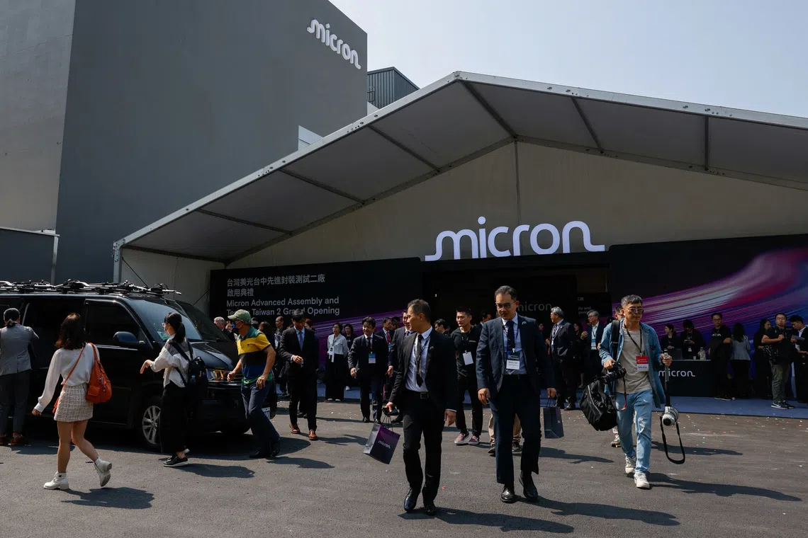Guests leave the opening ceremony of Micron’s Advanced Assembly and Test Taiwan 2 (AATT2) facility in Taichung, Taiwan, October 15, 2026. REUTERS/Ann Wang