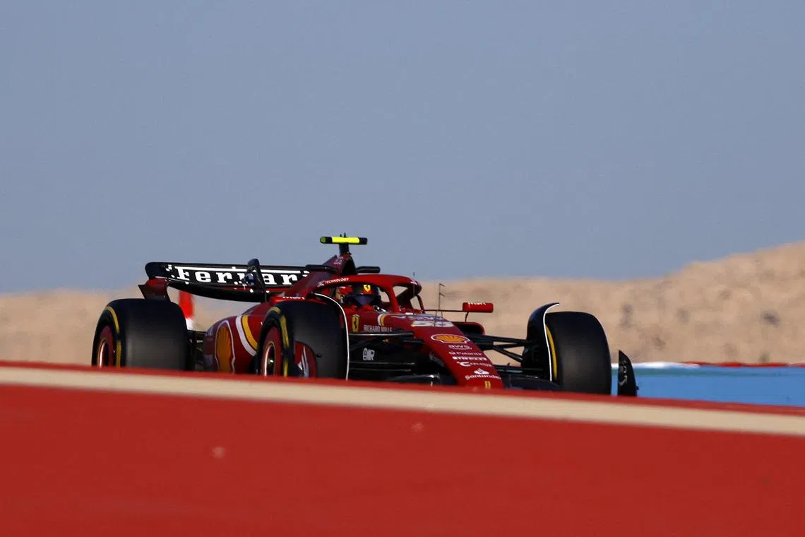 Ferrari's Carlos Sainz Jr in action during testing.