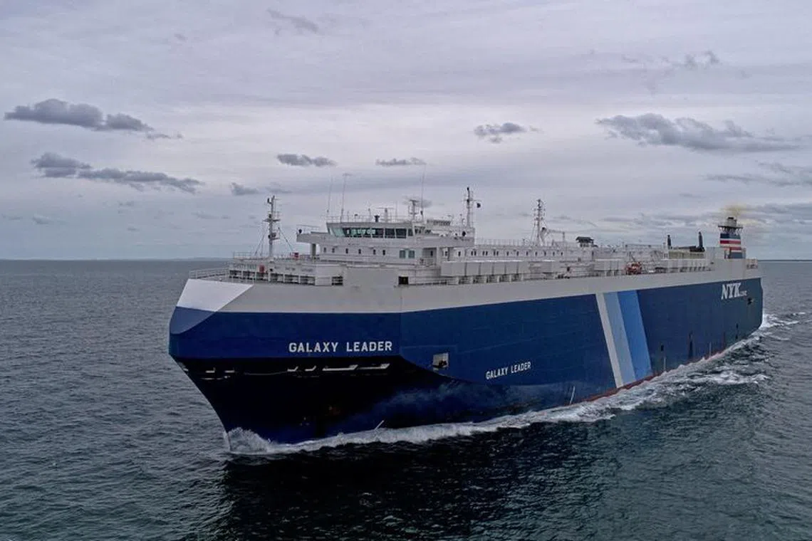 A view of the British-owned and Japanese-operated cargo ship Galaxy Leader, which was reported to have been captured by Houthis in the southern Red Sea, in this handout image taken near Queensland, Australia November 27, 2018. Owen Foley/Handout via REUTERS