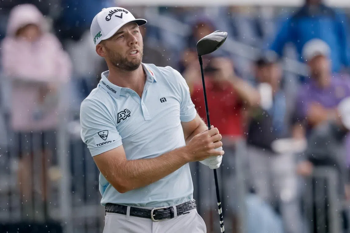 Sam Burns of the US tees off at the third hole, during the third round of the US Open, on June 14.