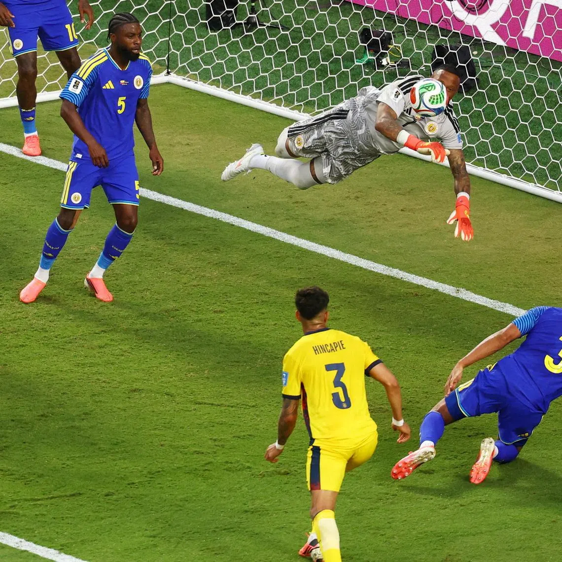 Curacao's goalkeeper Eloy Room has been strong in front of goal.