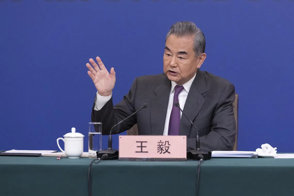 China’s Foreign Minister Wang Yi at a press conference on foreign policy and external relations on March 7 in Beijing as part of the Two Sessions.