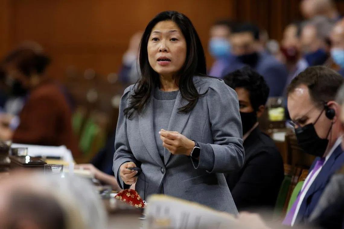 FILE PHOTO: Canada's International Trade Minister Mary Ng speaks during Question Period in the House of Commons on Parliament Hill in Ottawa, Ontario, Canada November 29, 2021. REUTERS/Blair Gable/File Photo