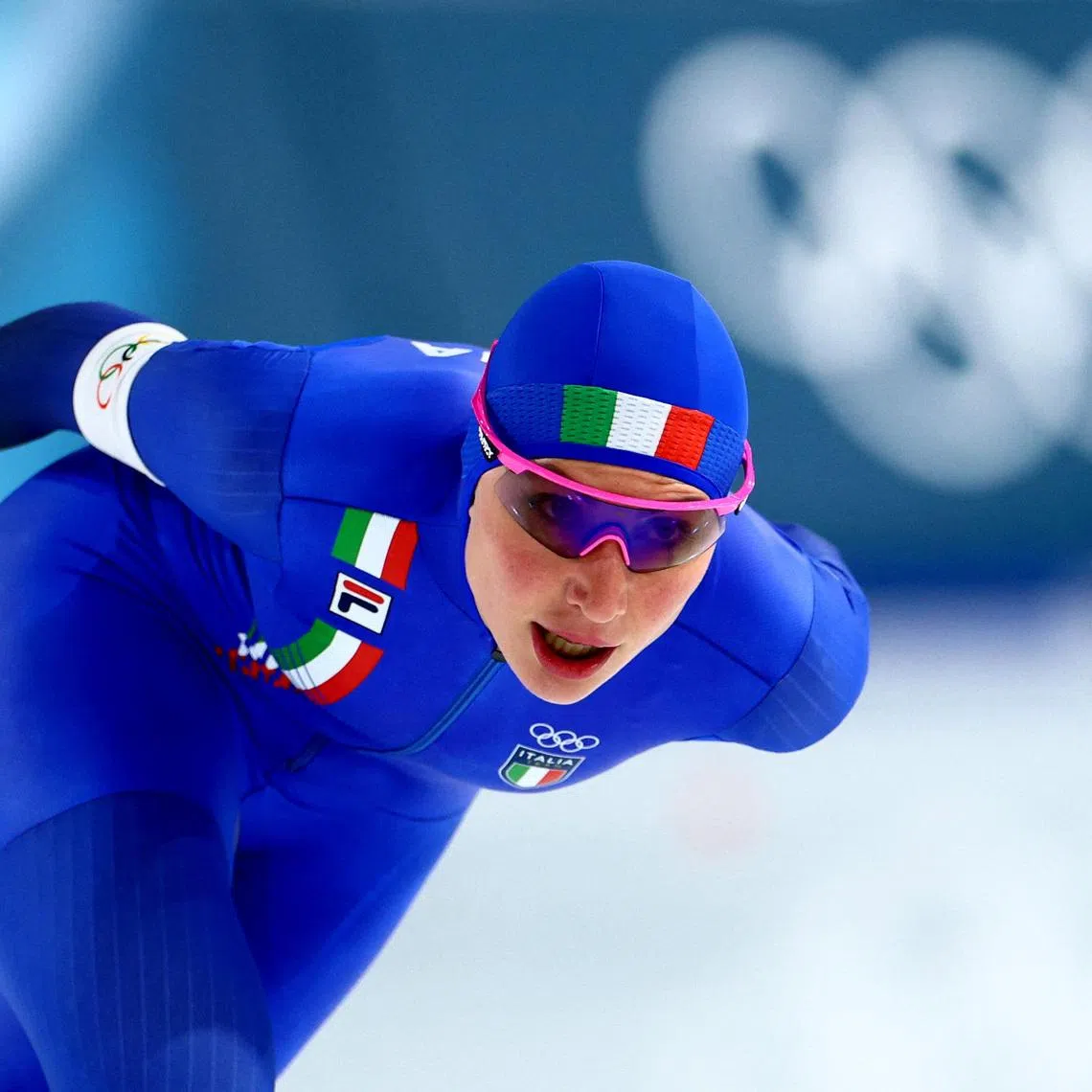 Milano Cortina 2026 Olympics - Speed Skating - Women's 5000m - Milano Speed Skating Stadium, Milan, Italy - February 12, 2026. Francesca Lollobrigida of Italy in action during her run REUTERS/Guglielmo Mangiapane