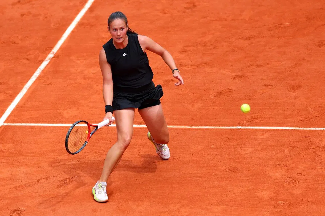 Tennis - French Open - Roland Garros, Paris, France - June 2, 2025 Australia's Daria Kasatkina in action during her fourth round match against Russia's Mirra Andreeva REUTERS/Denis Balibouse
