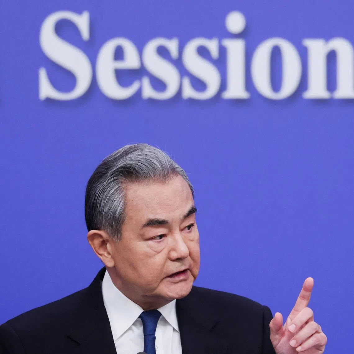 Chinese Foreign Minister Wang Yi attends a press conference on the sidelines of the National People's Congress (NPC), in Beijing, China, March 8, 2026. REUTERS/Maxim Shemetov