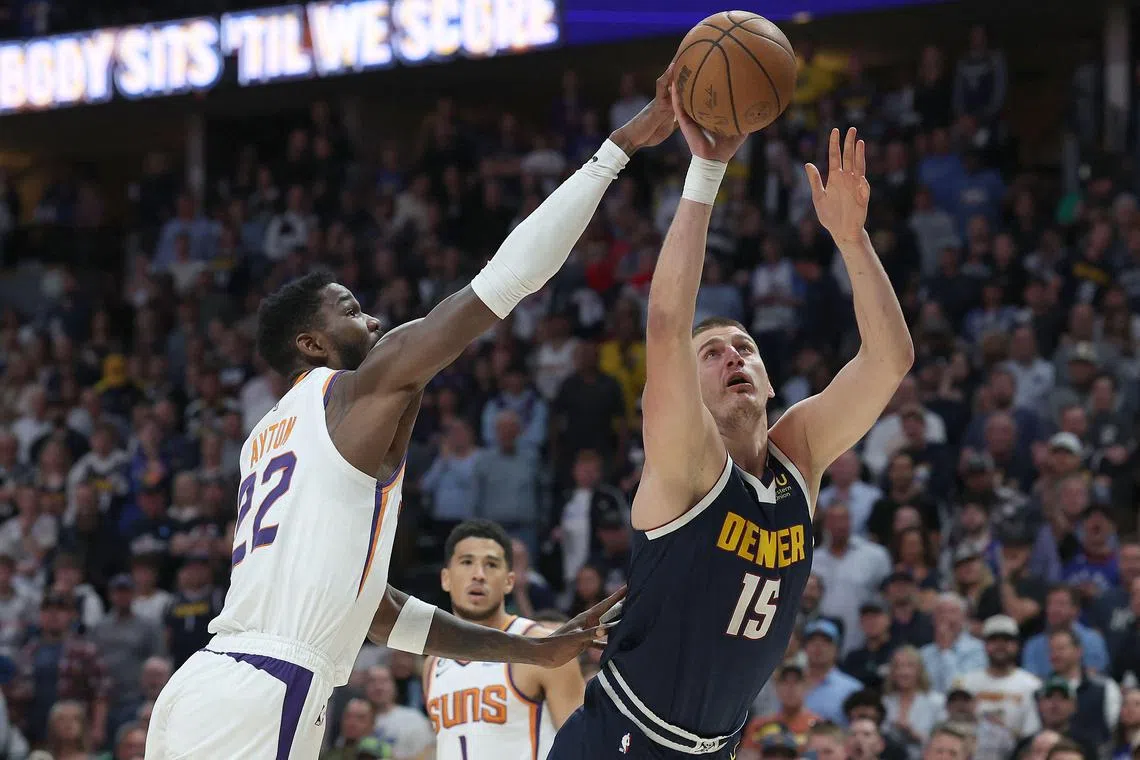 Denver Nuggets star Nikola Jokic en route to scoring 39 points in the 97-87 win over the Phoenix Suns in Game 2 of their NBA Western Conference semi-finals.
