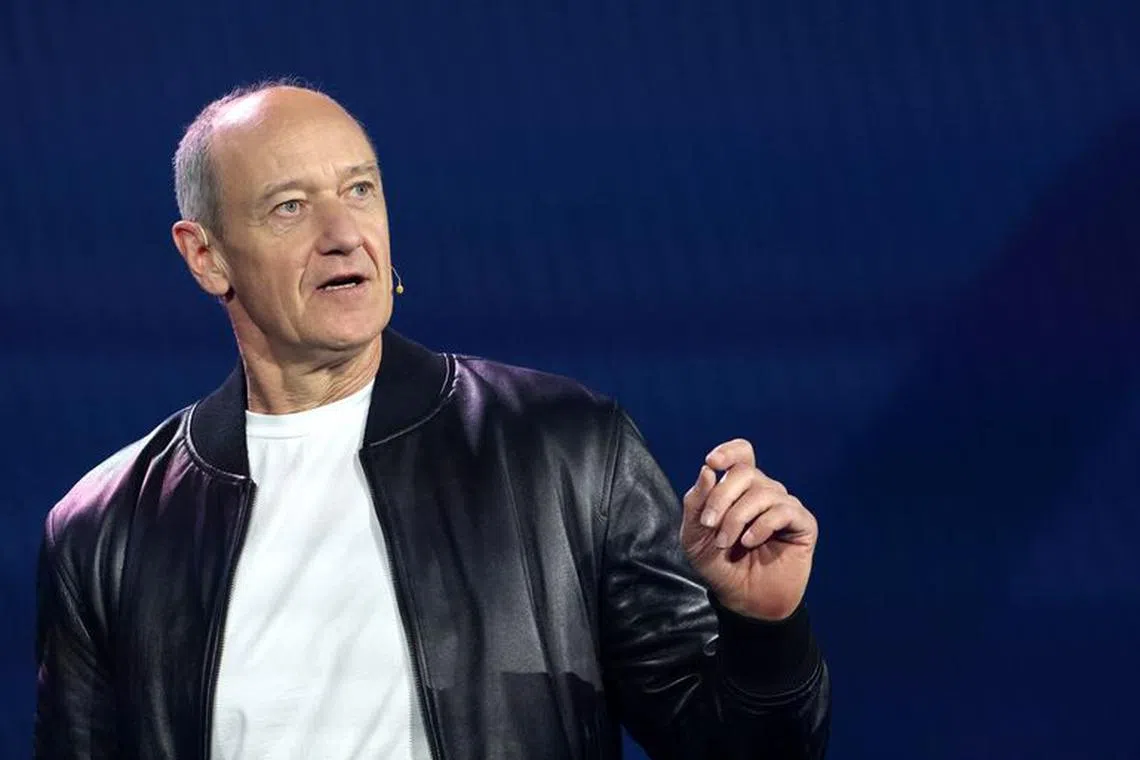 Roland Busch, CEO of Siemens, speaks during a Siemens keynote address at CES 2024, an annual consumer electronics trade show, in Las Vegas, Nevada, U.S. January 8, 2024. REUTERS/Steve Marcus/ File Photo