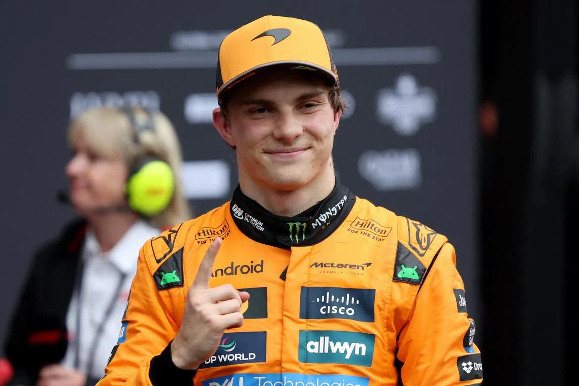 McLaren's Oscar Piastri celebrates after winning the Belgian Grand Prix at Spa-Francorchamp on July 27, 2025.