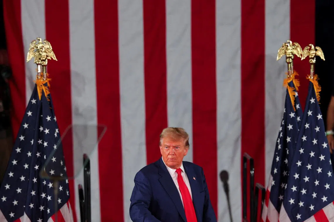 FILE PHOTO: Republican presidential candidate and former U.S. President Donald Trump attends a campaign event in Waukesha, Wisconsin, U.S. May 1, 2024.  REUTERS/Brian Snyder/File Photo