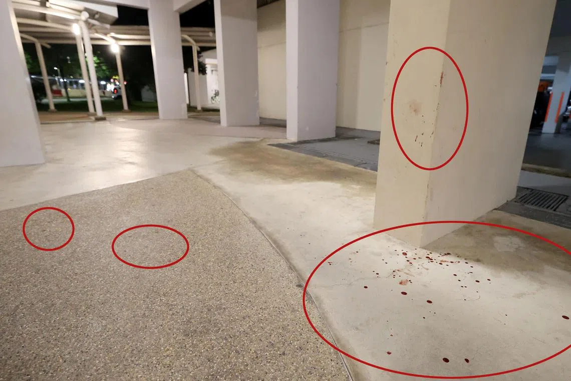 Blood was spattered on the staircases, elevators and corridors of the housing block, reported Shin Min. 